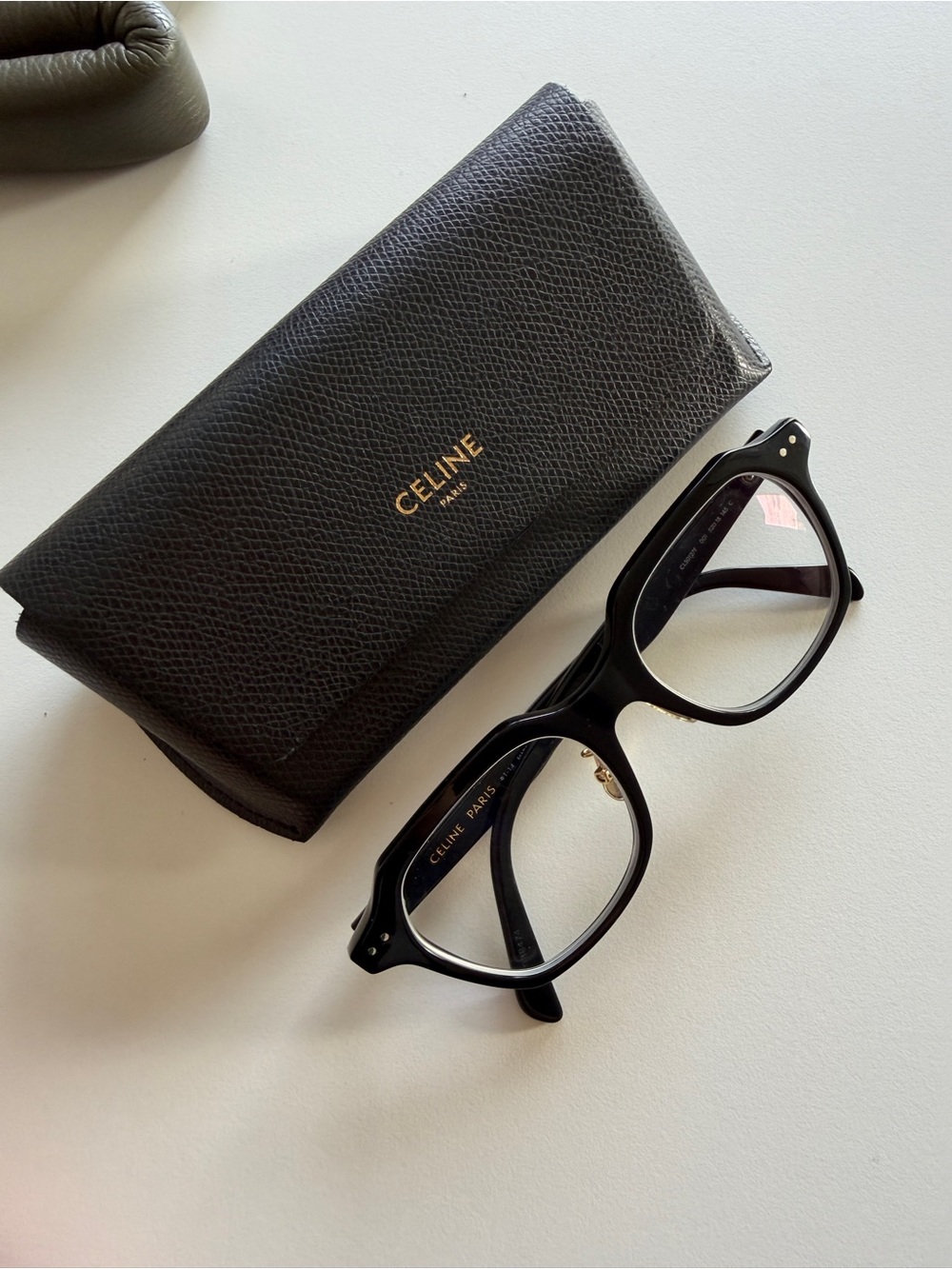 Celine Black Acetate Round Optical Glasses with Logo Case